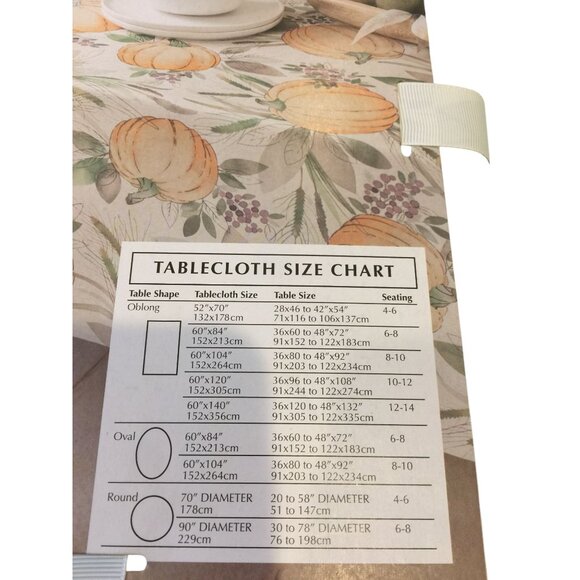 Harvest Time Autumnal Tablecloth 60" x 84" Pumpkins Leaves Easy Care - Picture 4 of 5